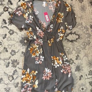 Grey Floral Dress